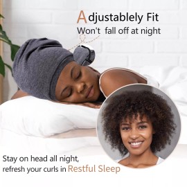 NICPOO 2 Pcs Adjustable Silk Satin Bonnet Hair Wrap for Sleeping - Silk Lined Slouchy w