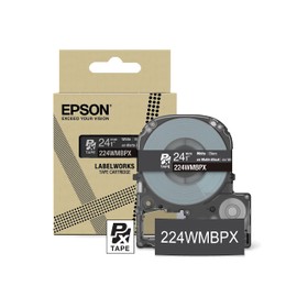 Epson LABELWORKS 224WMBPX PET (Polyester) Tape Cartridge - White on Matte Black Designer Craft Label Maker Tape - 1" (24MM) Wide, 26'