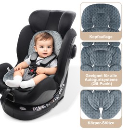 Baby Car Seat Cushion, Head and Body Support for Newborn Insert, 2 in 1 Reversible Baby Seat Cushion, Soft Stroller Insert for Car Seats, Baby Rockers, Prams and Swings, Dark Grey
