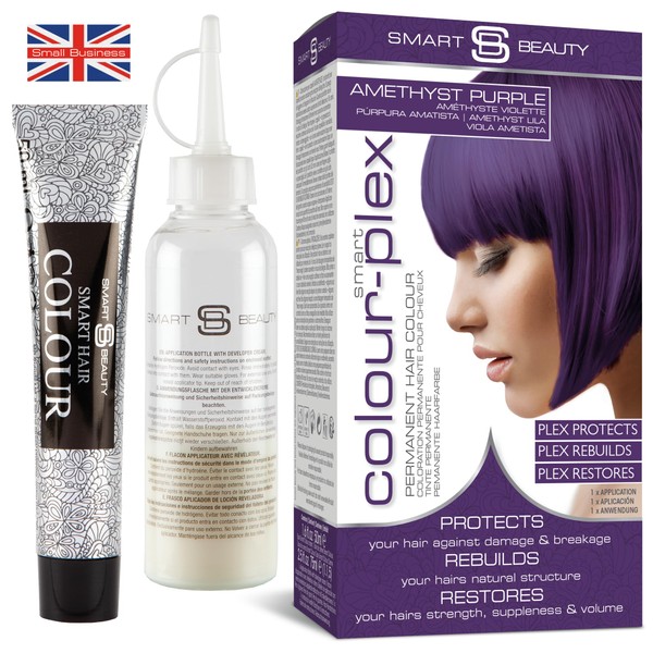 Smart Beauty Purple Hair Dye Permanent with Plex Anti-Breakage Technology that Protects Rebuilds Restores Hair Structure, Bright Purple Hair Dye for Dark Hair Color, Vegan Hair Dye, Cruelty Free