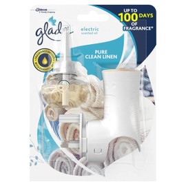 Glade Plug In Air Freshener, Electric Scented Oil Holder & Refill, Clean Linen, Pack of 4 Starter Kits, (4 x Holder and 4 x 20 ml Refill)