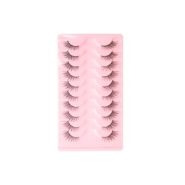 10 Pairs Cat Eye Lashes, Natural Wispy Lash Clusters with Clear Band, Fluffy Reusable False Eyelashes for Everyday and Special Occasions