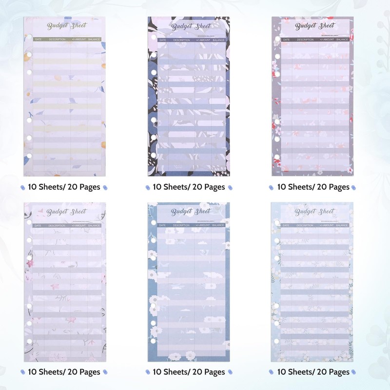 60 Sheets A6 Budget Sheets 6 Holes Budget Binder A6