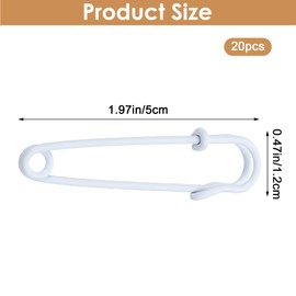 Ymapinc 20Pcs White Large Safety Pins - 2inch/50mm Heavy Duty Jumbo Metal Pins, Big Safety Pin for Clothes Sewing Paper Art Craft