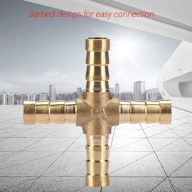 Brass Cross 4-Way Hose Connector, 6/8/10/12 mm Fittings Barbed Wire Connector Hose Connection for Air Water Oil Gas Fuel (8 mm)