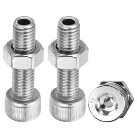 PATIKIL M8x30mm 304 Stainless Steel Hollow Bolt, 3 Set Cylindrical Hexagon Socket Screw Nut Kit Lamp Threading Screws Through Hole Fasteners