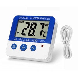 Fridge Freezer Thermometer Max/Min Memory LXSZRPH High & Low Temperature Alarms Settings with LED Indicator Digital Refrigeration Thermometer with Magnetic,Stander (1pack)