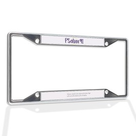 Metal Insert License Plate Frame Psalm 91 Prayer Weatherproof Car Accessories Chrome 4 Holes Solid Insert
