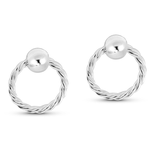 AeraVida Minimalist Beads and Twisted Open Circles Casual .925 Sterling