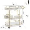 GarveeHome Gold Bar Carts with 3-Tiers Storage Shelves，Mobile Bar Seving