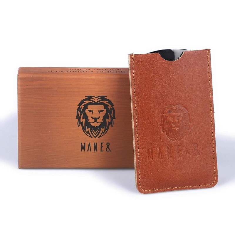 Premium 100% Oxhorn Dual-Action Beard Comb with Genuine Leather Case