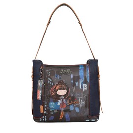 Anekke Large Shoulder Bag for Women, 1 Adjustable Shoulder Strap, Zipper and Contemporary Bag, Accessories and Accessories for Women, Dimensions 31 x 30 x 13 cm, Colourful, Contemporary,