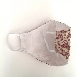 Handmade Adult Face Mask Red Paisley print nose wire chin piece lined Cotton