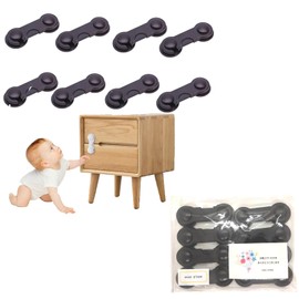 Drawer Lock, Child Lock, Set of 8, Opening Door, Baby Guard, Safety for Babies, Children, Earthquake Prevention, Safe Lock, Coco Plaza Original Pack (Brown)