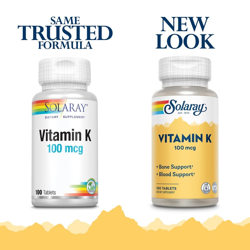 Solaray Vitamin K-1 100mcg | Healthy Bone Structure, Blood Clotting,