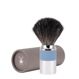 MÜHLE NEO Shaving Brush, chrome-plated, Rubber Grip Handle, glacier blue