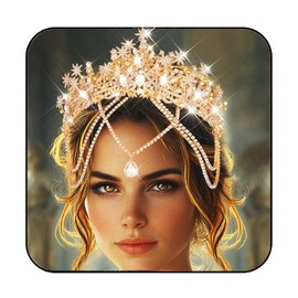 Gortin Rhinestone Crown Gold Bride Wedding Headband Star Tiara Headpiece Bridal Hair Accessories for Women