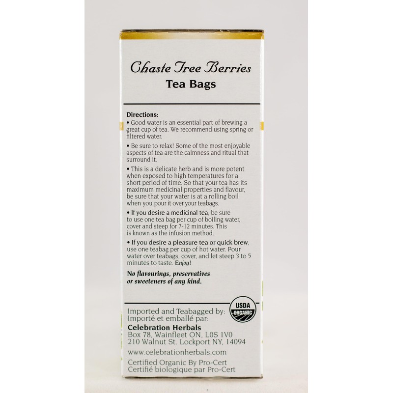 Celebration Herbals Organic Chaste Tree Berries Tea, 24 Bags