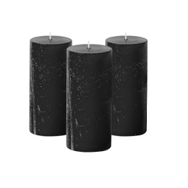 Simply Soson 3x6 inch Black Pillar Candles Set of 3, Rustic Texture, Unscented Black Candles, Dripless Candles, 3 inch Pillar Candles Ideal as Wedding, Parties, Spas, Dinner, Home Decoration, Church