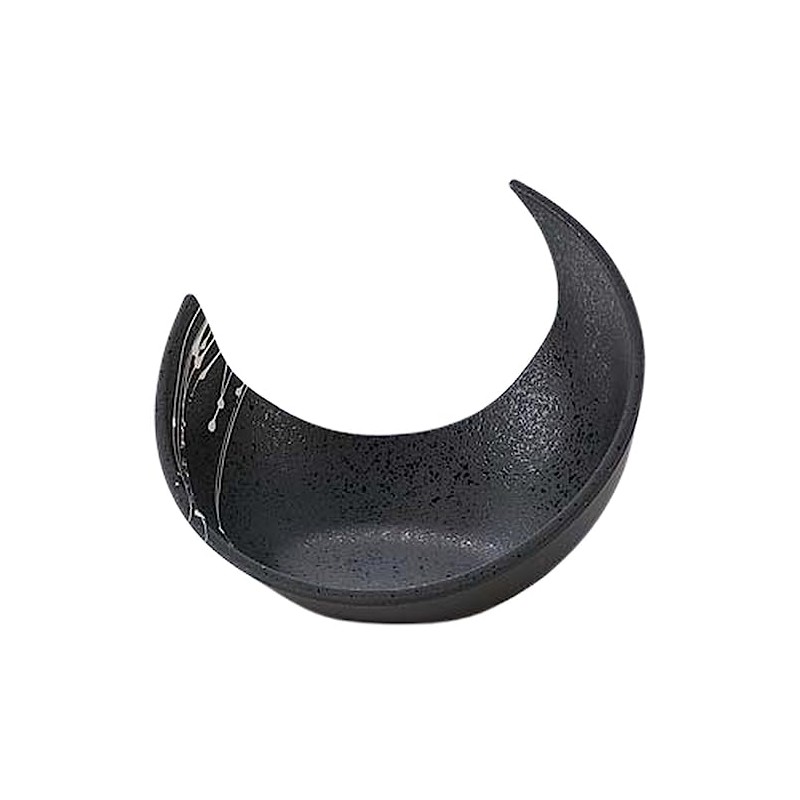 J-kitchens 872463 Serving Plate, Crescent More, Black Tataki White Rung,