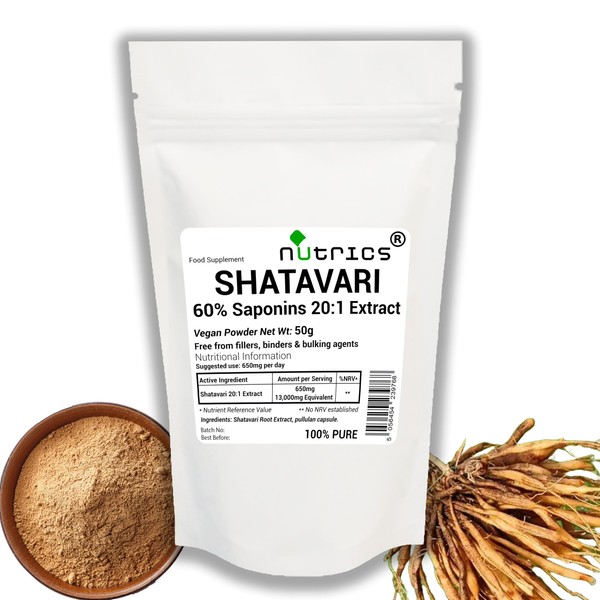 Nutrics® 13,000mg (per Capsule) 60% Saponins SHATAVARI Root Extract V