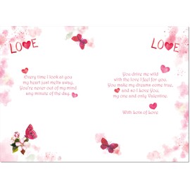 doodlecards One I Love Valentine's Day Card Floral Love Heart Large A4 Size with Plain Envelope