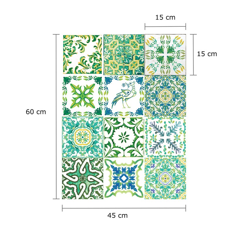 WALPLUS Pack of 24 15 x 15 cm Turkish Green