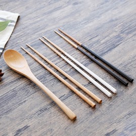 Home&amp;House Wood cutlery set for 2, spoon + 2 chopsticks (natural) / 홈앤하우스 우드 2인 수저세트, 숟가락+젓가락(내추럴) 2개