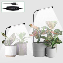 Juhefa Juhefa Grow Light for Indoor Plants Growing, 6000K Full Spectrum Gooseneck Plant Lamp for Seedings Succulents Small Plants, Auto On/Off Timing & 5 Dimming, 2-Pack