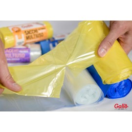Gallo, 15 Recycled Plastic Bags, 100% Recycled, 53 x 68 cm, 30 Litres, Yellow Transparent