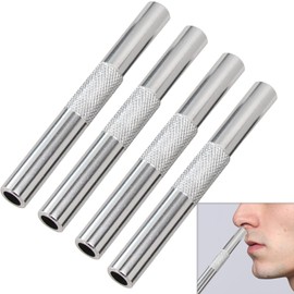 Zephyra Pack of 4 Metal Pulling Tubes - Reusable Aluminium Straws, Approx. 7 cm - Portable Straw for Travel - Premium Quality - Lightweight & Hygienic (Silver)