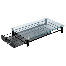 Restaurantware Restpresso 15.9 x 9.3 x 2.8 Inch Coffee Capsule Drawer 1 Heavy-Duty Pod Drawer - Holds 40 Nespresso Capsules Glass Top Iron Espresso Pod Organizer Mesh Tray Pods Not Included