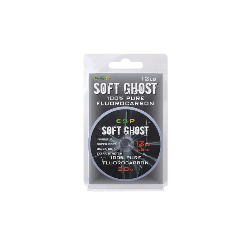 ESP Soft Ghost Fluorocarbon Hooklength 20m For Carp Fishing: 12lb