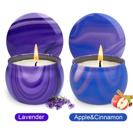 2 Pack Scented Candles, 4.4 oz Aromatherapy Candles for Home Scented, Lavender and Apple Cinnamon, Natural Soy Candles, Portable Small Jar Candle Set for Travel, Spa, Bath, Yoga, Home Decor Candle