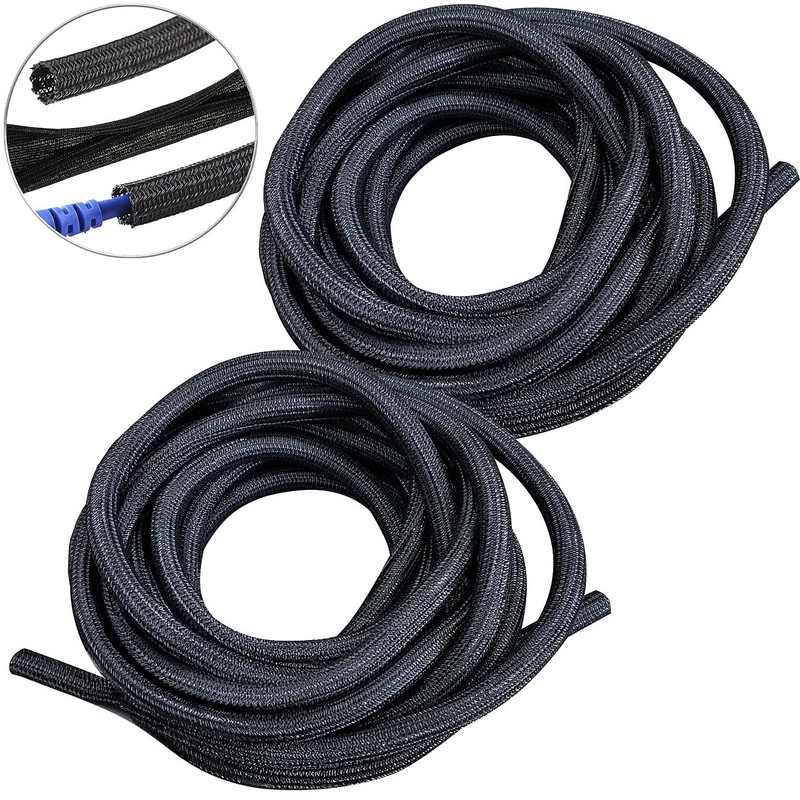 Callstel Cable Bundles: Set of 2 Self-Closing Woven Cable Sleeves,