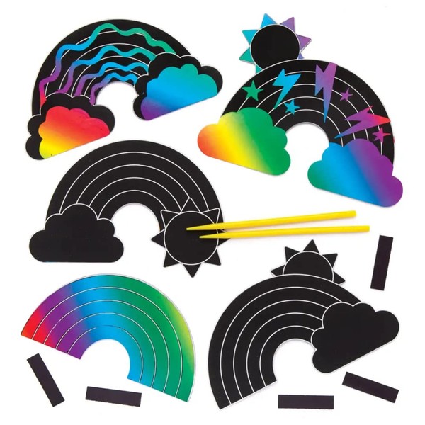 Baker Ross AW422 Rainbow Scratch Art Magnets (Pack of 10),