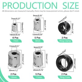 Keadic 22Pcs Clip-on Ferrite Ring Core RFI EMI Noise Suppressor Cable Clip Set, Anti-Interference Filter Cable Clip for 7mm 9mm 11mm 13mm Inner Diameter Telephones Speakers Radio Audio(Gray)