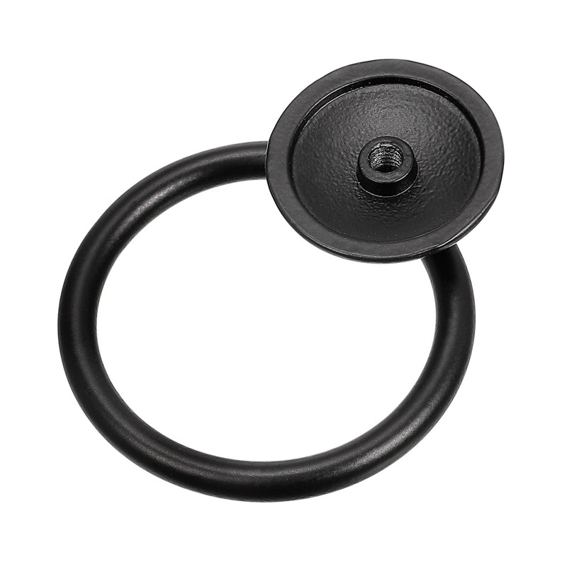QUARKZMAN Pack of 2 Round Ring Handles Drawers Knobs Black
