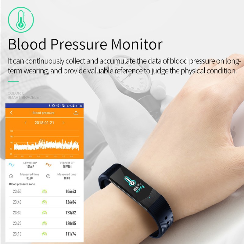 Business Fashion Color Screen Smart Bracelet Pedometer Heart Rate Monitoring