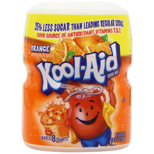 Kool-Aid Drink Mix, Sugar Sweetened Orange, 19-Ounce Container (Pack of 4)