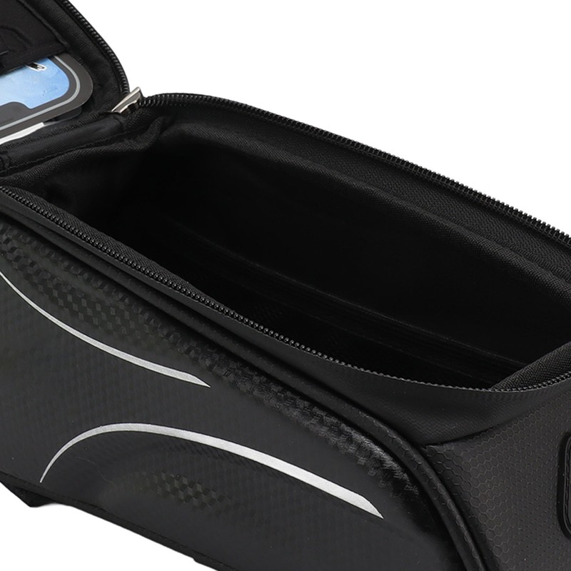 Bike Phone Mount Bag Large Capacity Waterproof Carbon Pattern PU