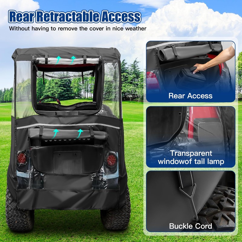 NOKINS 600D Waterproof Golf Cart Deluxe Enclosure for Yamaha G14/G26/G22/G29/Drive