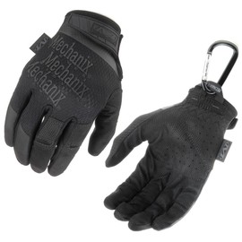 Mechanix Wear Specialty High Dexterity 0.5 mm 2017, Tactical Gloves Breathable & Ergonomic + Gear Carabiner, Black, Coyote/Size S, M, L, XL (M, Black)