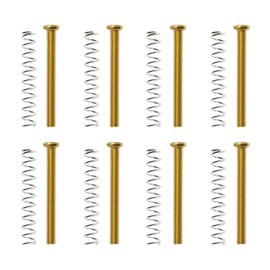8 Sets Humbucker Pickup Mounting Screw with Double Coil Pickup Ring & Height Adjusting Spring, Black American Thread for US Electric Guitar Humbucker Replacement,Gold