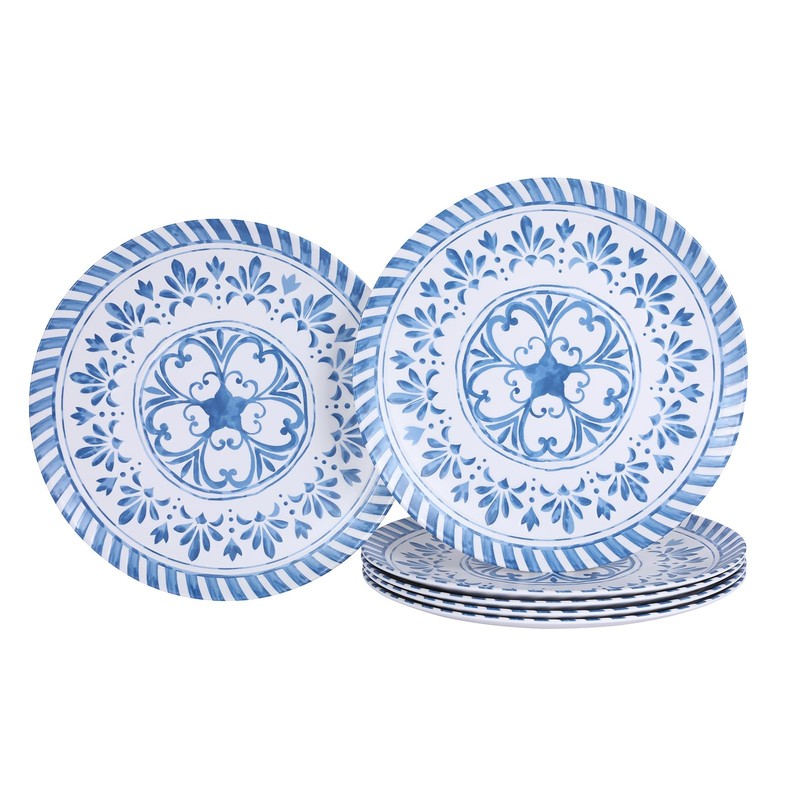 Yinshine Melamine Plates Set,10.75 Inch Dinner Plates Set, 6pcs Blue