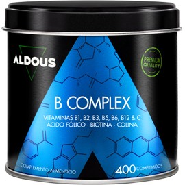 Vitamin B-Komplex + Vitamin C - 400 Tabletten - Über 1 Jahr - Multivitamine - Kompletter Komplex - B12, B1, B2, B3, B5, B6, Folsäure, Biotin, Cholin - Vegan - ALDOUS