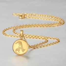 Elegant Stainless Steel 26 Letters Necklace for Women A-Z Initial Pendant Trendy Party Festival Casual jewelry GiftColor: Q-With chain 18inch