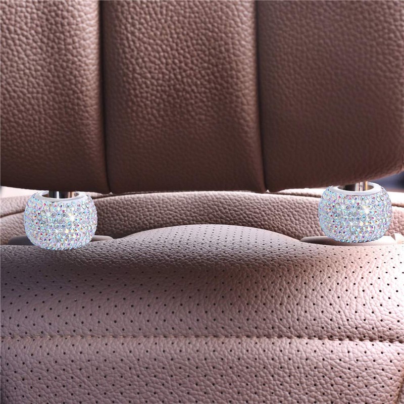 4 Pcs Car Headrest Collars Rings Personality Bling Crystal Rhinestone