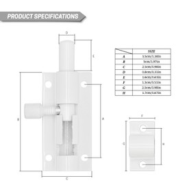 YMWALK 4 PCS Door Latch,Gate Bolt,Door Bolts for Internal Doors,with Screws,Suitable for Interior Doors in Bedrooms,Bathrooms,Babinets,and Storage Rooms(2 Inches, White)