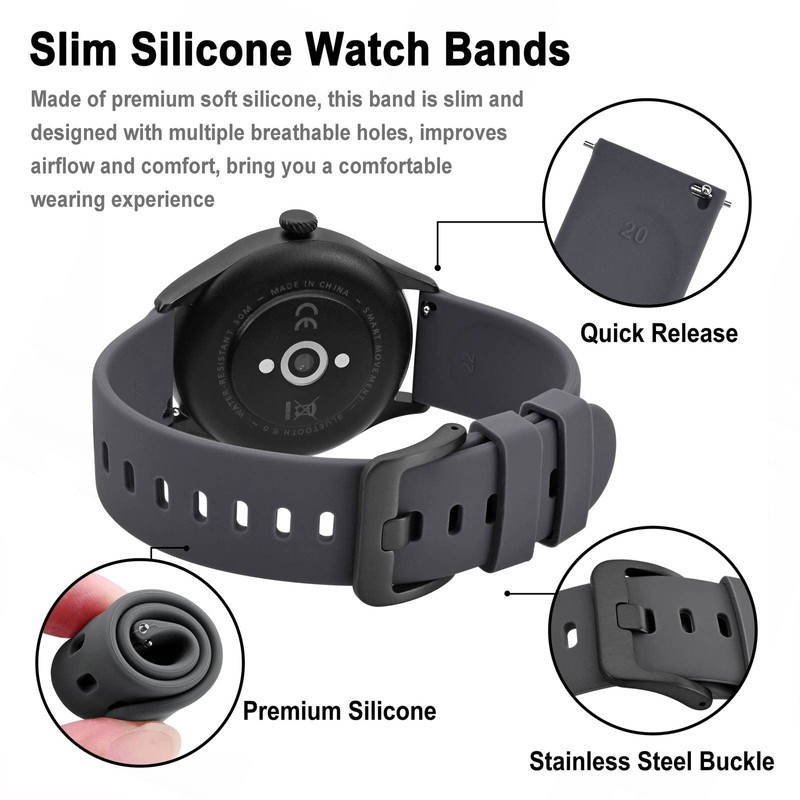BISONSTRAP Silicone Watch Bands, Slim Watch Straps with Quick Release,